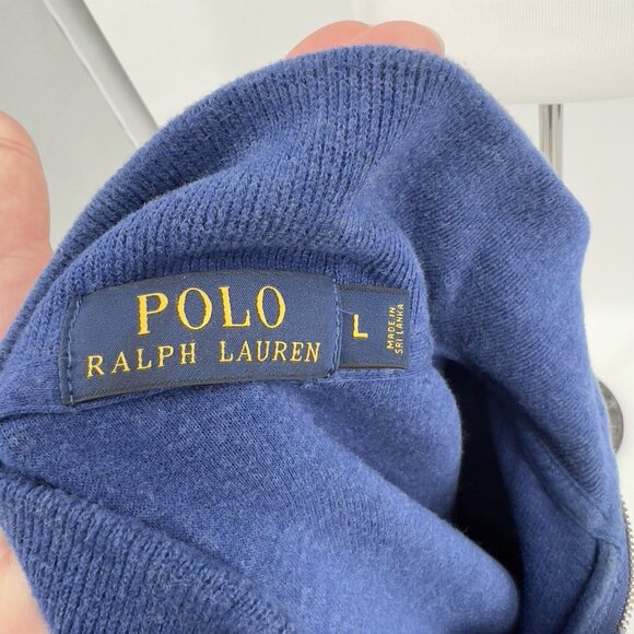 Polo Ralph Lauren Men's Pullover 1/4-Zip Sweater Blue Yellow Pony L Large - Picture 6 of 6